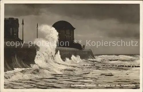 Borkum Springflut vor der Wandelhalle Kat. Borkum