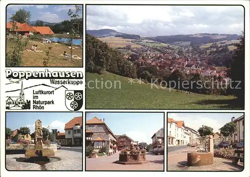 Poppenhausen Wasserkuppe Schwimmbad Panorama Brunnen Dorfpartien Kat. Poppenhausen (Wasserkuppe)