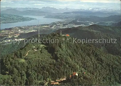 Uetliberg Zuerich Blick auf Zuerich See und Alpen Fliegeraufnahme Kat. Uetliberg