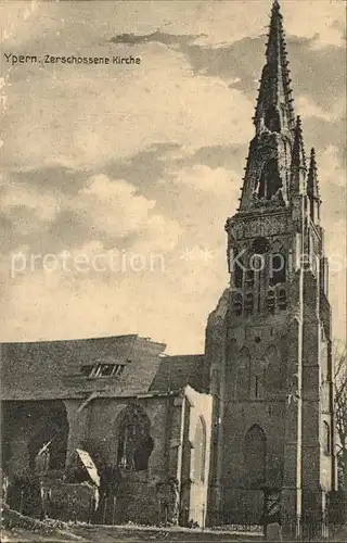 Ypern Ypres West Vlaanderen Zerschossene Kirche Kat. Ypern