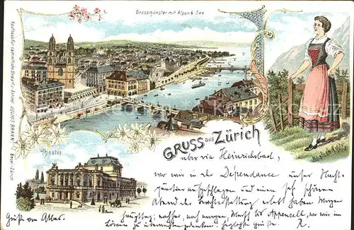 Zuerich Grossmuenster Alpen See Theater / Zuerich /Bz. Zuerich City
