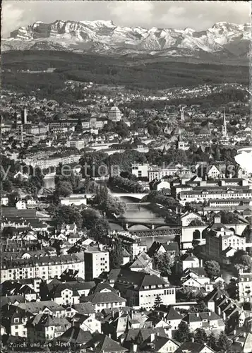 Zuerich Fliegeraufnahme mit den Alpen / Zuerich /Bz. Zuerich City