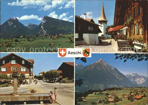 Aeschi Spiez Panorama Rothorn Niesen Kirche Restaurant Sternen Dorfstrasse Kat. Aeschi Spiez