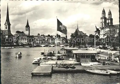 Zuerich Limmat mit Fraumuenster St. Peter Grossmuenster / Zuerich /Bz. Zuerich City