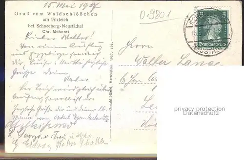 Neustaedtel Sachsen Erzgebirge Waldschloesschen am Filzteich Kuhberg Kat. Schneeberg