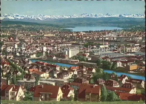 Zuerich Panorama mit Alpenkette / Zuerich /Bz. Zuerich City