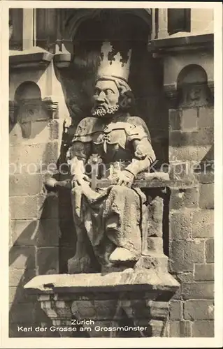 Zuerich Karl der Grosse am Grossmuenster Skulptur / Zuerich /Bz. Zuerich City