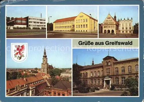 Greifswald Mecklenburg Vorpommern Neue Mensa Rathaus Ratsapotheke Sankt Nicolai Kirche  Kat. Greifswald