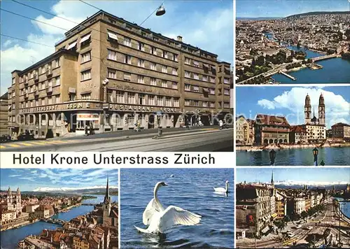 Zuerich Hotel Krone Fliegeraufnahme Kirche Schwaene Hafenpromenade / Zuerich /Bz. Zuerich City