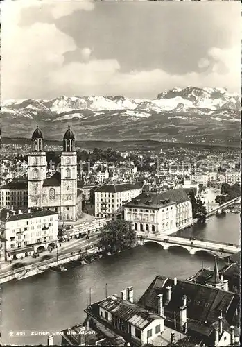 Zuerich Fliegeraufnahme mit Alpen / Zuerich /Bz. Zuerich City