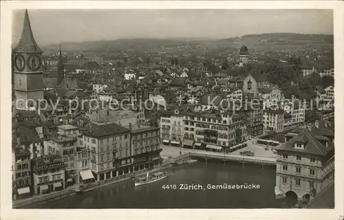 Zuerich Stadtbild mit Gemuesebruecke Limmat / Zuerich /Bz. Zuerich City