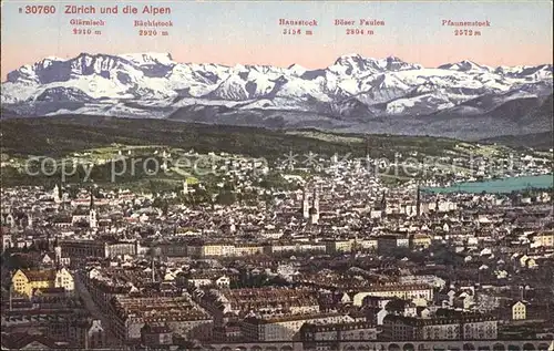 Zuerich Gesamtansicht mit Alpenpanorama / Zuerich /Bz. Zuerich City