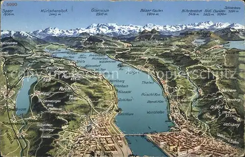 Zuerichsee und Umgebung Alpenpanorama aus der Vogelperspektive / Zuerich /Bz. Zuerich City