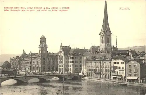 Zuerich Fraumuensterkirche Stadthaus Hauptpost Limmat Bruecke / Zuerich /Bz. Zuerich City