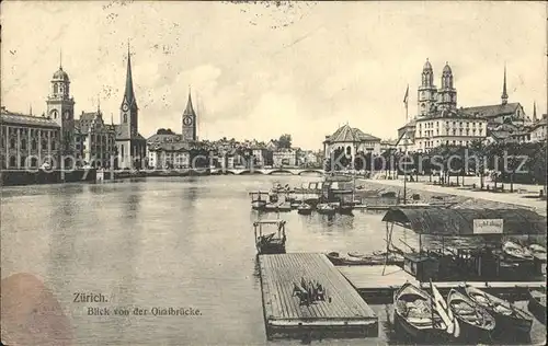 Zuerich Blick von der Quaibruecke Grossmuenster / Zuerich /Bz. Zuerich City