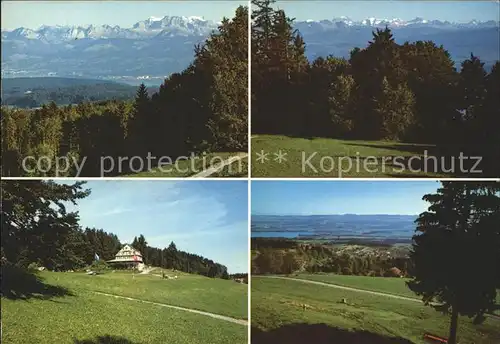 Zuerich Obersee Waegitalerberge Glaernisch Alpenpanorama Blick auf Egg und Greifensee Bergrestaurant Hochwacht Kat. Zuerich