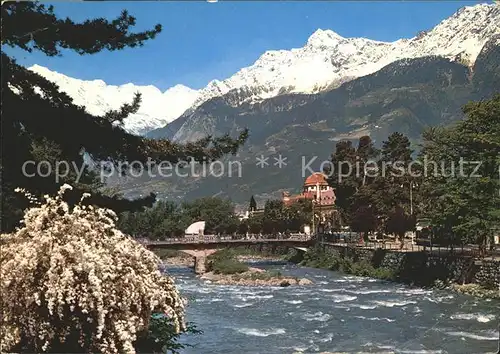 Meran Passirio Passeggiate Fluss Passer Bruecke Alpen Kat. Merano