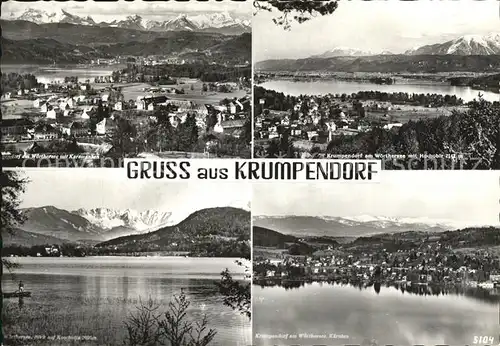 Krumpendorf Woerther See mit Karawanken Panorama mit Hochobir Blick auf Koschutta Kat. Krumpendorf am Woerther See