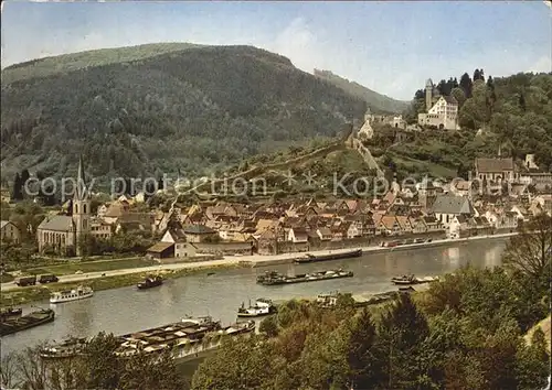 Hirschhorn Neckar Neckarpartie mit Burg und Schlosshotel Kat. Hirschhorn (Neckar)