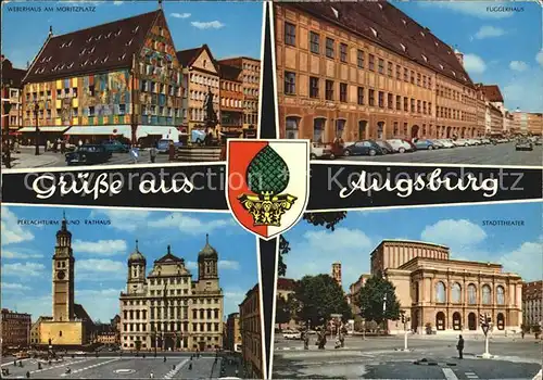 Augsburg Perlachturm Rathaus Stadttheater  Kat. Augsburg