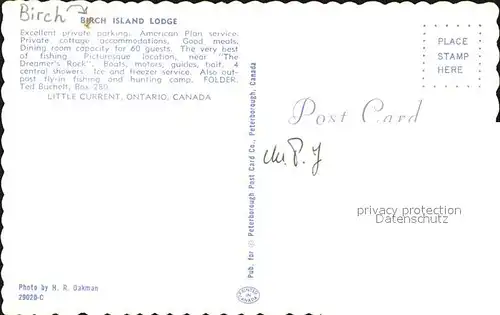 Ontario Canada Birch Island lodge Kat. Kanada