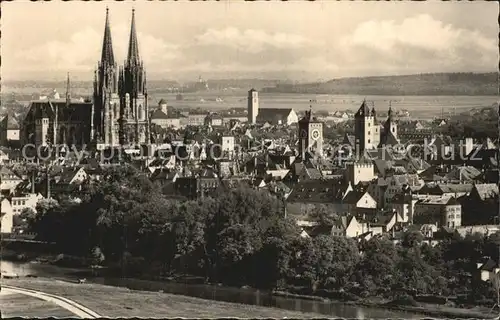Regensburg Dom Panorama von den Winzerhoehen Kat. Regensburg
