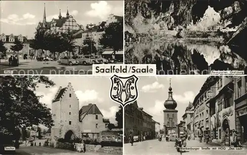 Saalfeld Saale Markt Fengrotte Gralsburg Saaltor Blankenburger Str mit HOG Das Loch Kat. Saalfeld