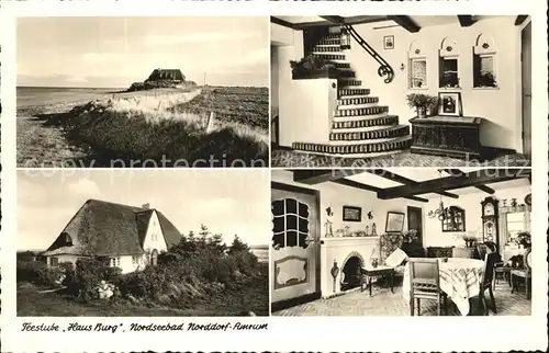 Norddorf Amrum Teestube Haus Burg Treppenaufgang Gastraum Kat. Norddorf