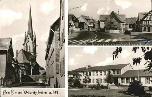 Doernigheim Kirche Dorfpartie Schule Kat. Maintal