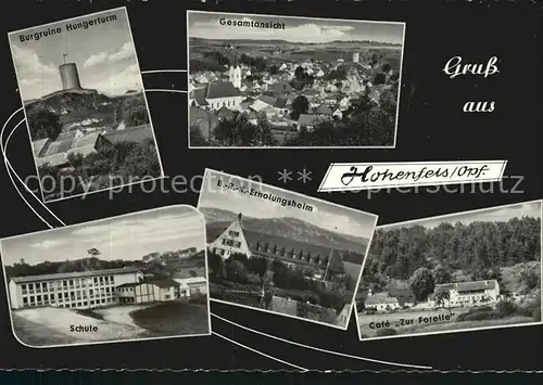 Hohenfels Oberpfalz Burgruine Panorama Schule BRK Erholungsheim Cafe Zur Forelle Kat. Hohenfels