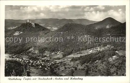 Bindersbach mit Anebos Hohenberg und Burg Trifels Kat. Annweiler am Trifels