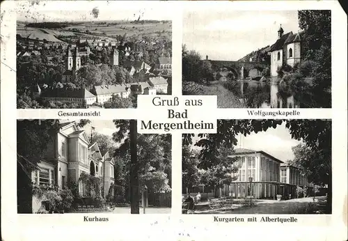 Bad Mergentheim Panorama Wolfgangskapelle Kurhaus Kurgarten mit Albertquelle Kat. Bad Mergentheim