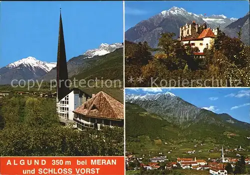 Algund Merano Kirche Schloss Vogt Panorama Kat. Italien