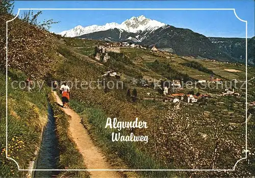 Suedtirol Algunder Waalweg mit Brunnenburg Dorf Tirol Ifinger Kat. Italien