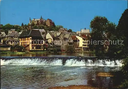 Marburg Lahn Lahnpartie mit Schloss Kat. Marburg