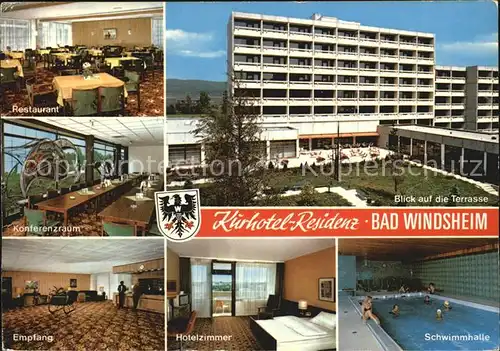 Bad Windsheim Kurhotel Residenz Restaurant Empfang Konferenzraum Hotelzimmer Schwimmhalle Terrasse Kat. Bad Windsheim