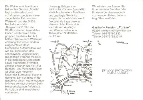 Weihersmuehle Bamberg Gasthaus Pension Forelle Kat. Bamberg