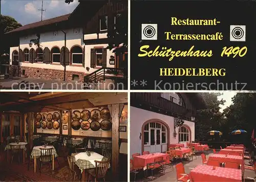 Heidelberg Neckar Restaurant Terrassencafe Schuetzenhaus Gastraum  Kat. Heidelberg
