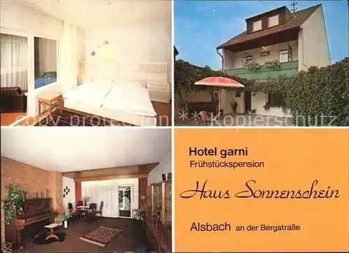 Alsbach Bergstrasse Hotel garni Fruehstueckspension Haus Sonnenschein Kat. Alsbach Haehnlein