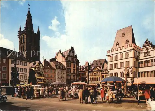 Trier Hauptmarkt Steipe Kirche Gangolf Petrusbrunnen Marktkreuz Kat. Trier