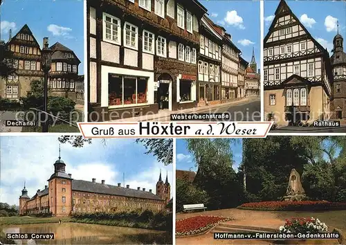 Hoexter Weser Schloss Corvey Hoffmann v Fallersleben Gedenstaette Rathaus Kat. Hoexter