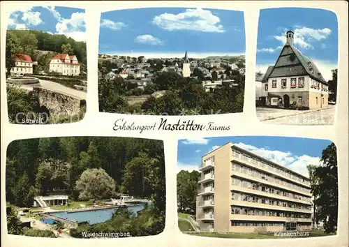 Nastaetten Taunus Schwall Waldschwimmbad Krankenhaus Rathaus Kat. Nastaetten