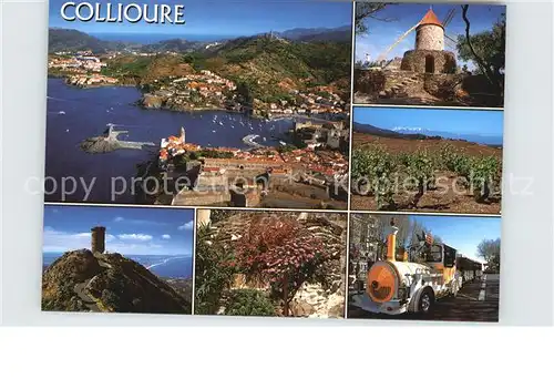 Collioure Fliegeraufnahme mit Hafen Muehle  Kat. Collioure
