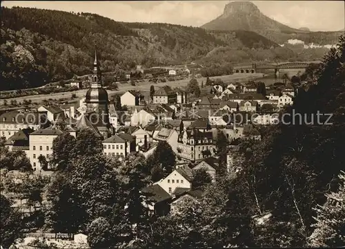 Bad Schandau Ortsansicht mit Kirche Elbe Lilienstein Tafelberg Elbsandsteingebirge Kat. Bad Schandau