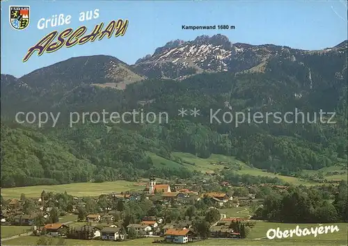 Aschau Chiemgau Gesamtansicht Luftkurort Wintersportplatz mit Kampenwand Bayerische Alpen Kat. Aschau i.Chiemgau
