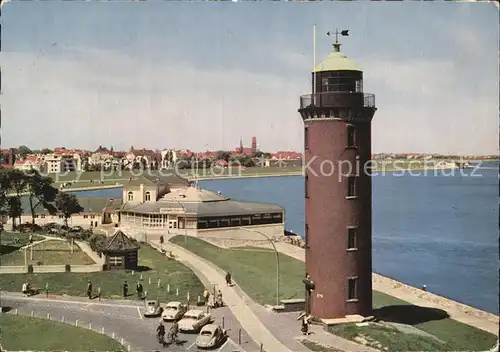 Cuxhaven Nordseebad Leuchtturm mit Seepavilon Kat. Cuxhaven