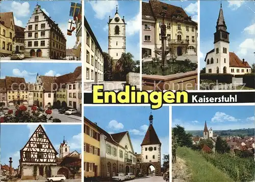 Endingen Kaiserstuhl Teilansichten Gebaeude Turm Torbogen Kirche Brunnen Fachwerkhaus Kat. Endingen am Kaiserstuhl