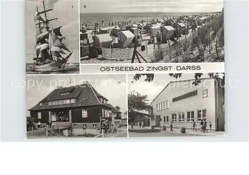 Zingst Ostseebad Darss Strand Segelschulschiff Wilhelm Pieck Kurhaus Erholungsheim Nordlicht Kat. Zingst Darss