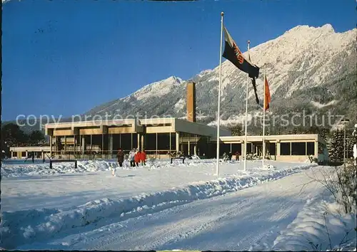 Bad Reichenhall Rupertibad Sole Hallenbad mit Zwiesel und Hochstaufen Winterpanorama Fahnen Kat. Bad Reichenhall