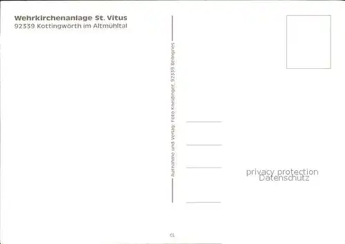 Kottingwoerth Wehrkirchenanlage St Vitus im Altmuehltal Fliegeraufnahme Kat. Beilngries